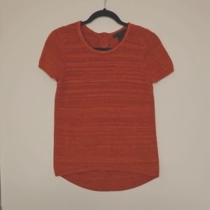 Prestwick and Moore Petite Medium cap sleeve hi-lo knit button detail lurex